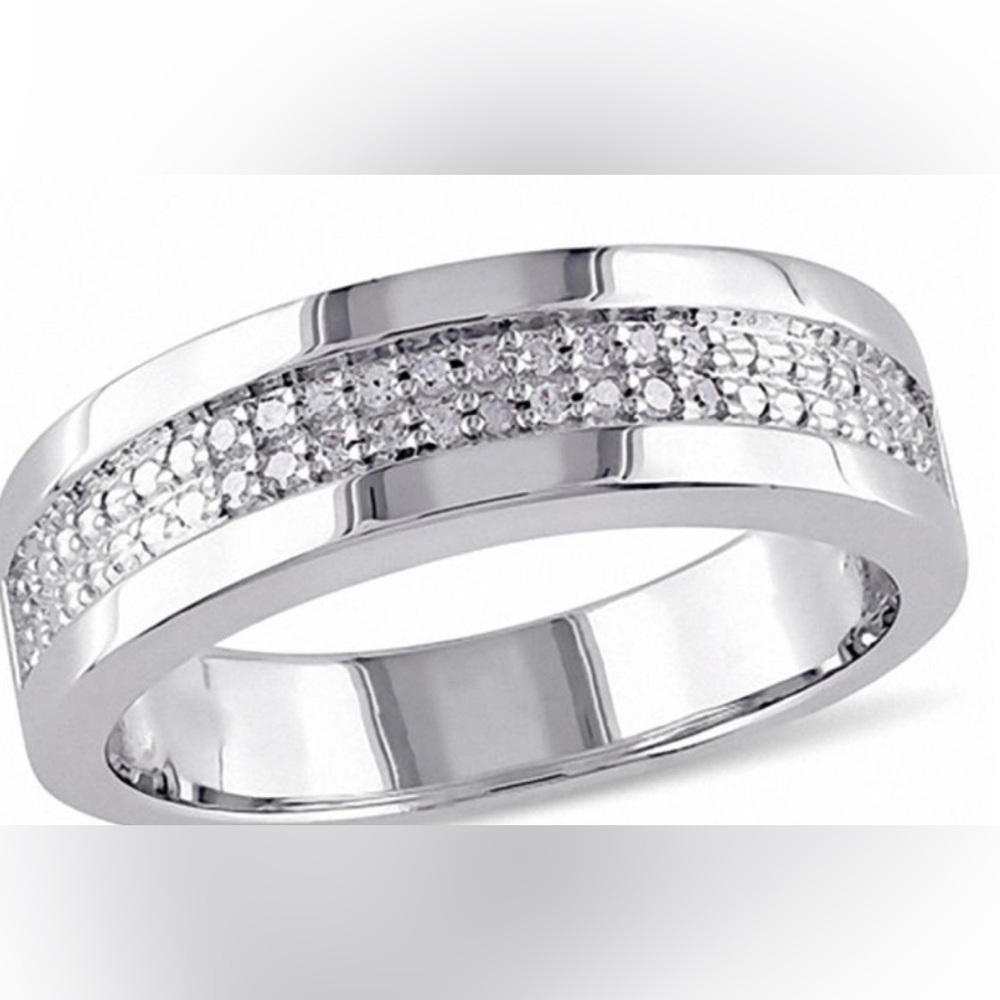 0.10 CT. T.W. Diamond Double Row Band in Sterling Silver